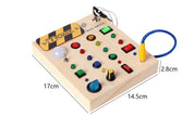Montessori criança brinquedos bebê de madeira ocupado placa sensorial brinquedos com interruptor luz placa controle atividades motoras finas brinquedos para crianças