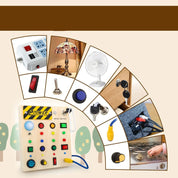 Montessori criança brinquedos bebê de madeira ocupado placa sensorial brinquedos com interruptor luz placa controle atividades motoras finas brinquedos para crianças