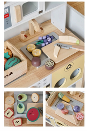Conjunto de Comida de Madeira para Crianças Brinquedo Educativo