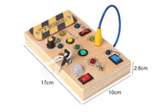 Montessori criança brinquedos bebê de madeira ocupado placa sensorial brinquedos com interruptor luz placa controle atividades motoras finas brinquedos para crianças
