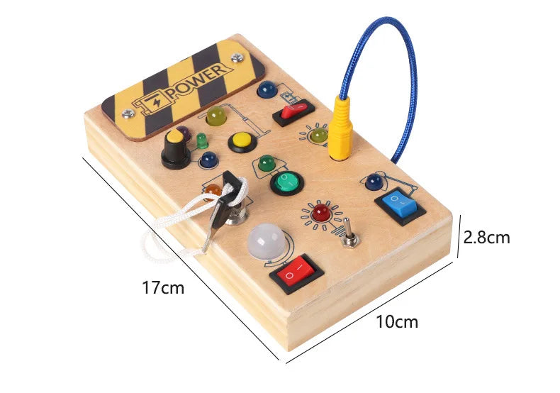 Montessori criança brinquedos bebê de madeira ocupado placa sensorial brinquedos com interruptor luz placa controle atividades motoras finas brinquedos para crianças