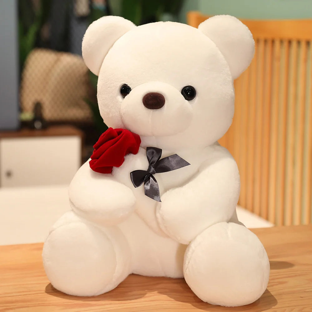 Urso de Pelúcia com Rosa - Presente Encantador e Aconchegante