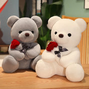Urso de Pelúcia com Rosa - Presente Encantador e Aconchegante