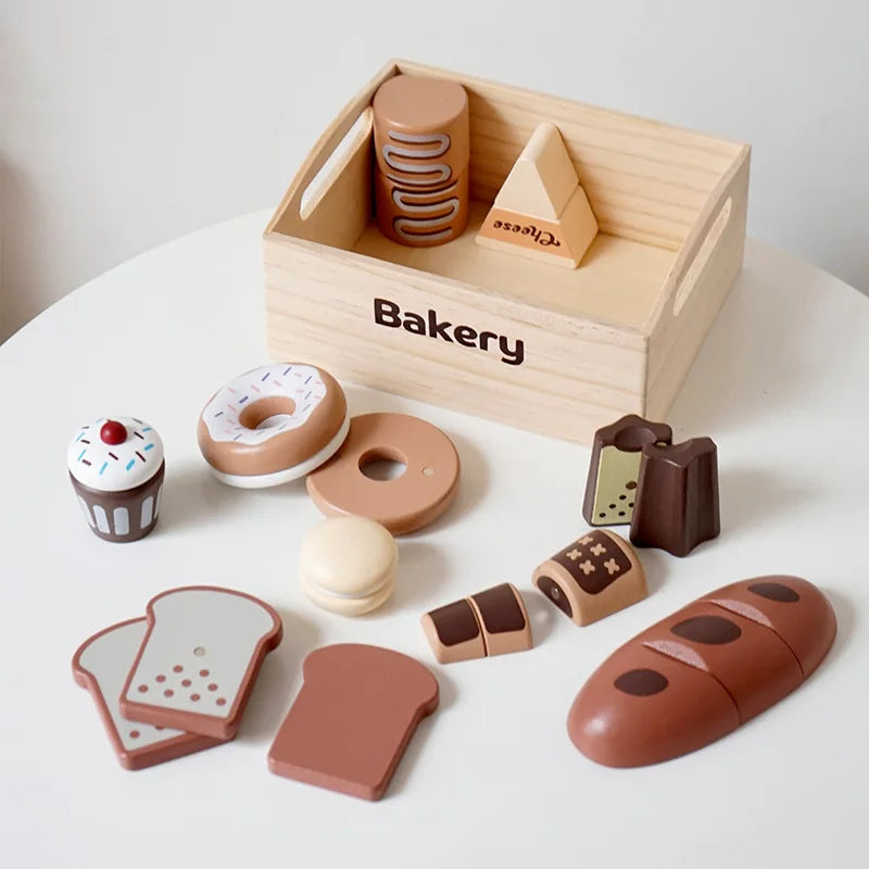 Conjunto de Comida de Madeira para Crianças Brinquedo Educativo