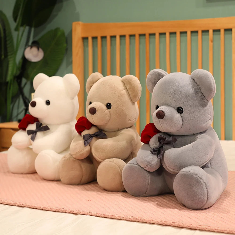 Urso de Pelúcia com Rosa - Presente Encantador e Aconchegante