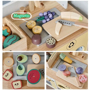 Conjunto de Comida de Madeira para Crianças Brinquedo Educativo