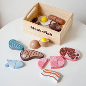 Conjunto de Comida de Madeira para Crianças Brinquedo Educativo