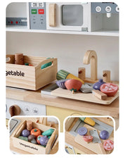 Conjunto de Comida de Madeira para Crianças Brinquedo Educativo