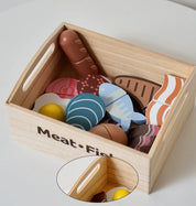 Conjunto de Comida de Madeira para Crianças Brinquedo Educativo