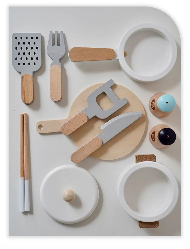 Conjunto de Comida de Madeira para Crianças Brinquedo Educativo
