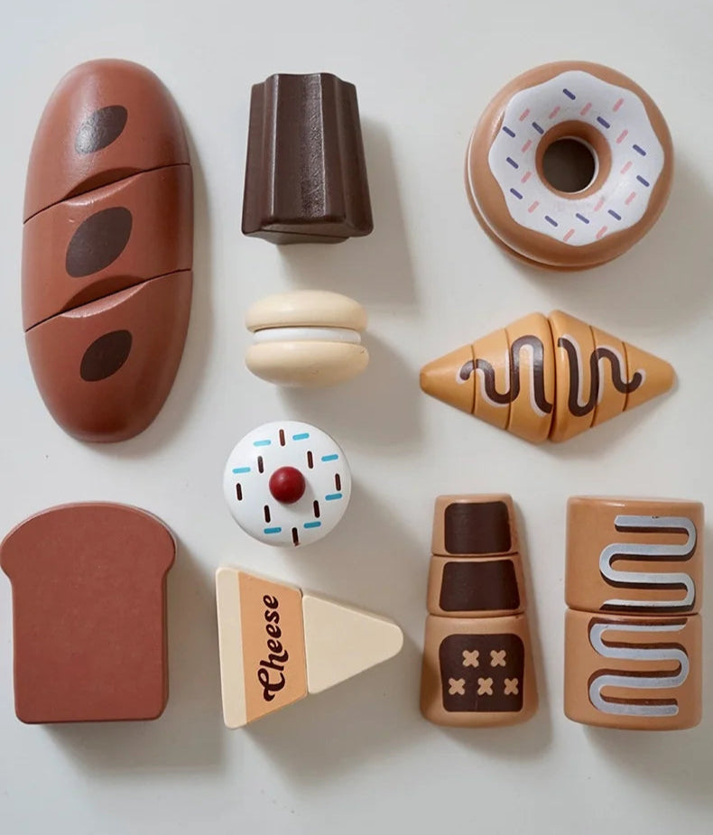 Conjunto de Comida de Madeira para Crianças Brinquedo Educativo