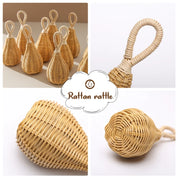 Chocalho Sensorial de Rattan para Bebês - Feito à Mão