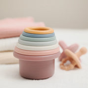 1 conjunto de silicone copos de empilhamento montessori brinquedos para crianças blocos empilhador brinquedos educativos precoce brinquedos de banho do bebê ins estilo banheira brinquedo