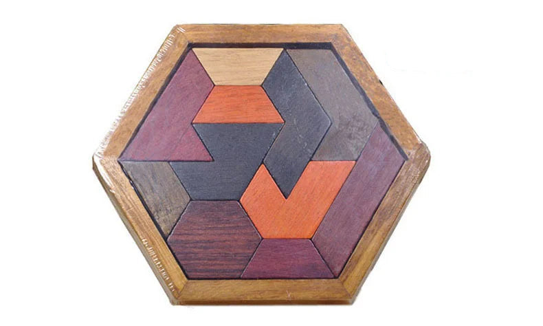 Quebra-Cabeça Infantil Hexagonal de Madeira Montessori