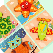 Quebra-Cabeça 3D de Madeira Animais Montessori