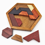 Quebra-Cabeça Infantil Hexagonal de Madeira Montessori