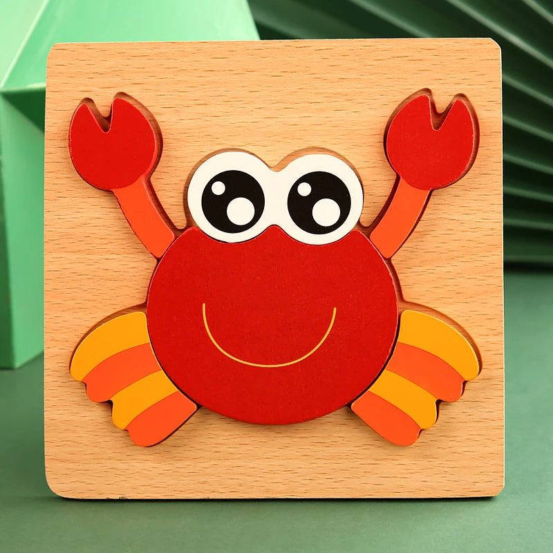 Quebra-Cabeça 3D de Madeira Animais Montessori