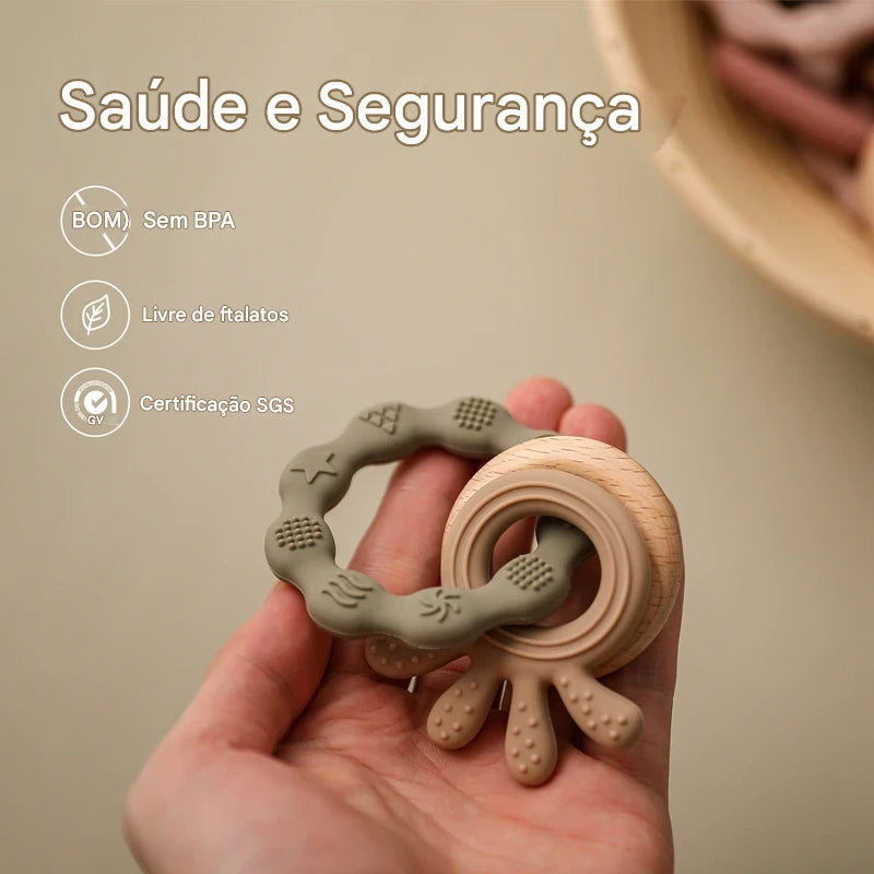 Mordedor de Silicone Montessori para Bebês