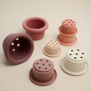 1 conjunto de silicone copos de empilhamento montessori brinquedos para crianças blocos empilhador brinquedos educativos precoce brinquedos de banho do bebê ins estilo banheira brinquedo