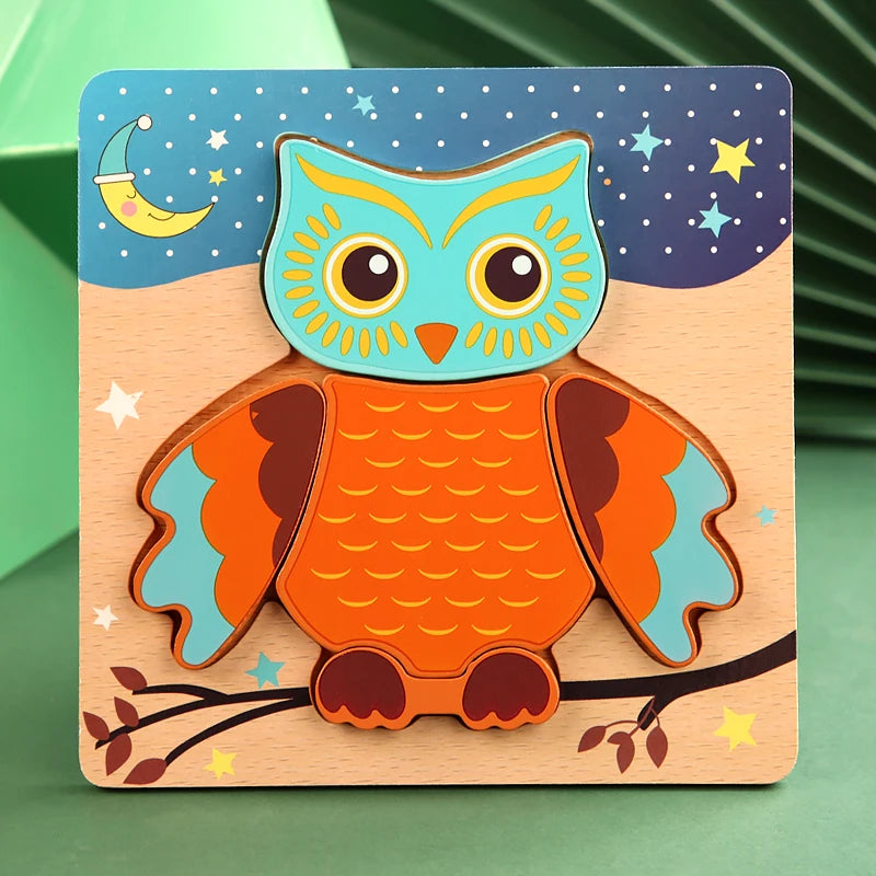 Quebra-Cabeça 3D de Madeira Animais Montessori