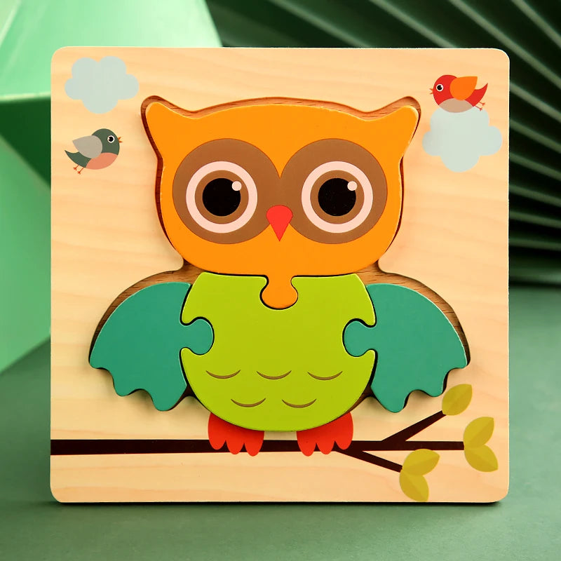 Quebra-Cabeça 3D de Madeira Animais Montessori