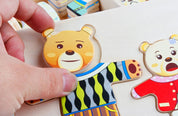 Quebra-Cabeça de Vestir Ursos e Coelhos - Educação Montessori