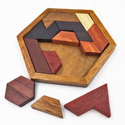 Quebra-Cabeça Infantil Hexagonal de Madeira Montessori