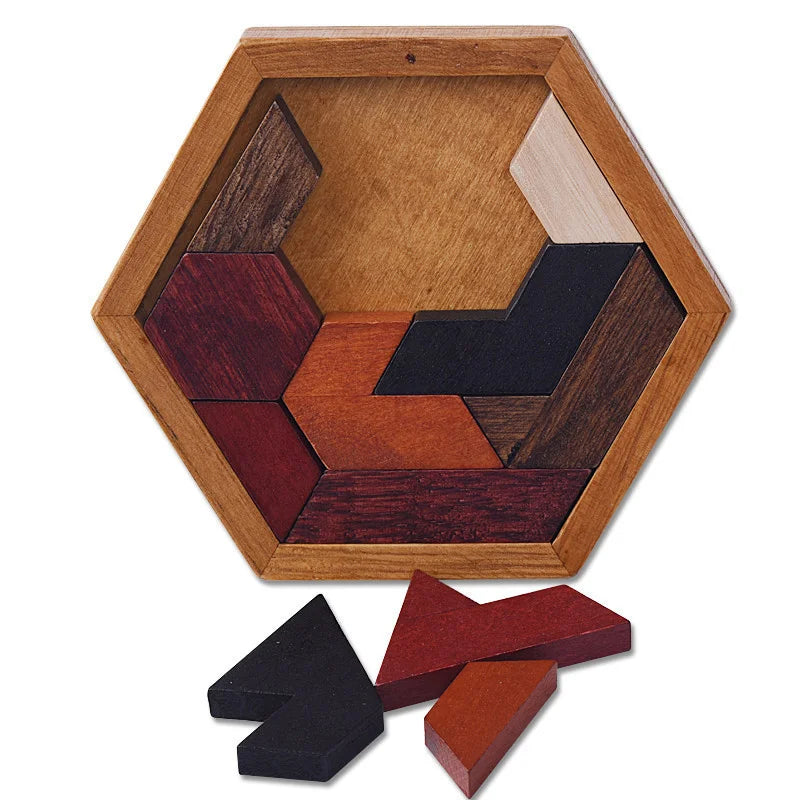 Quebra-Cabeça Infantil Hexagonal de Madeira Montessori