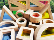 Brinquedo Blocos de Espelho Arco-Íris Montessori em Madeira