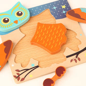 Quebra-Cabeça 3D de Madeira Animais Montessori