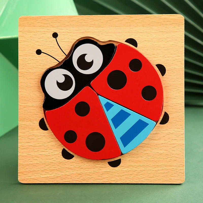 Quebra-Cabeça 3D de Madeira Animais Montessori