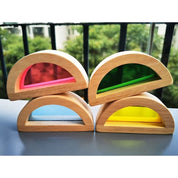 Brinquedo Blocos de Espelho Arco-Íris Montessori em Madeira