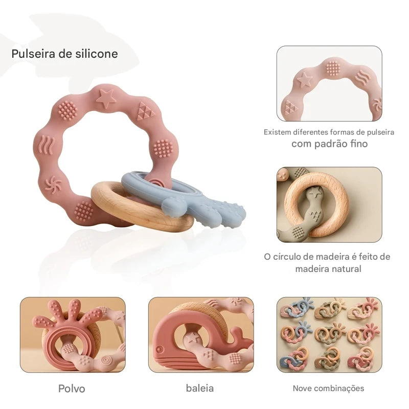 Mordedor de Silicone Montessori para Bebês
