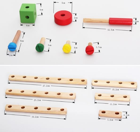 Kit de Construção Montessori de Madeira - Aprendizado Criativo