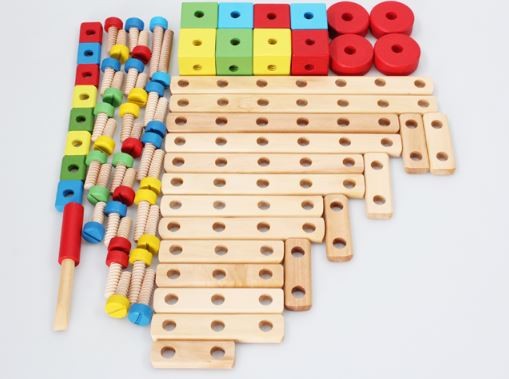 Kit de Construção Montessori de Madeira - Aprendizado Criativo