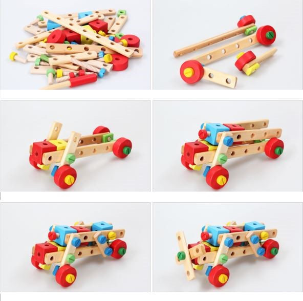 Kit de Construção Montessori de Madeira - Aprendizado Criativo