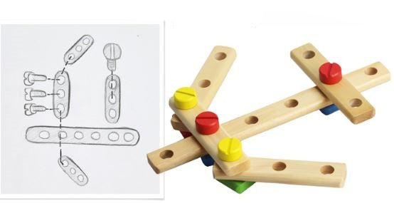 Kit de Construção Montessori de Madeira - Aprendizado Criativo