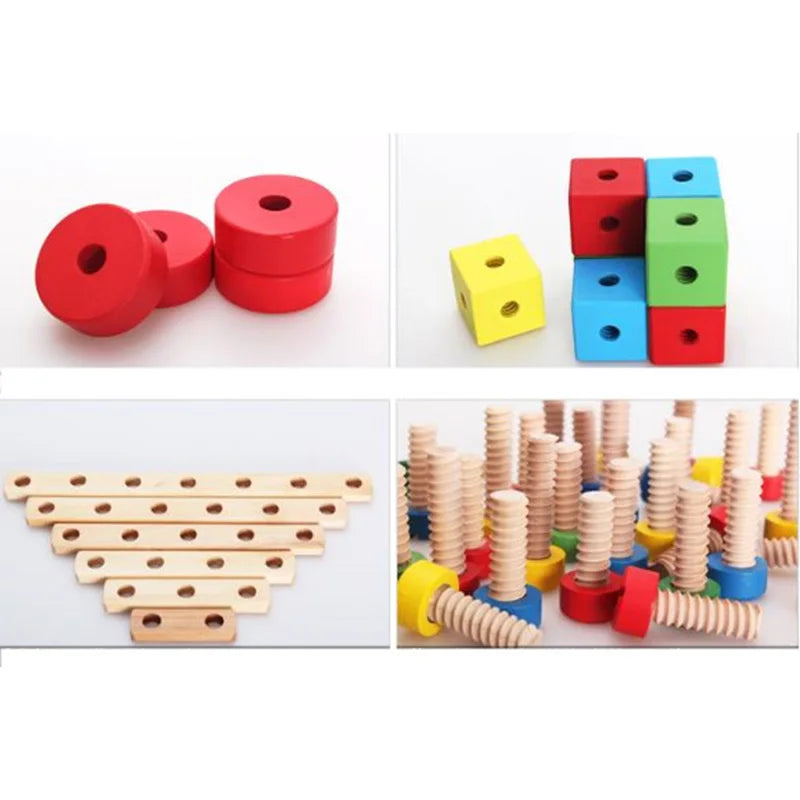 Kit de Construção Montessori de Madeira - Aprendizado Criativo