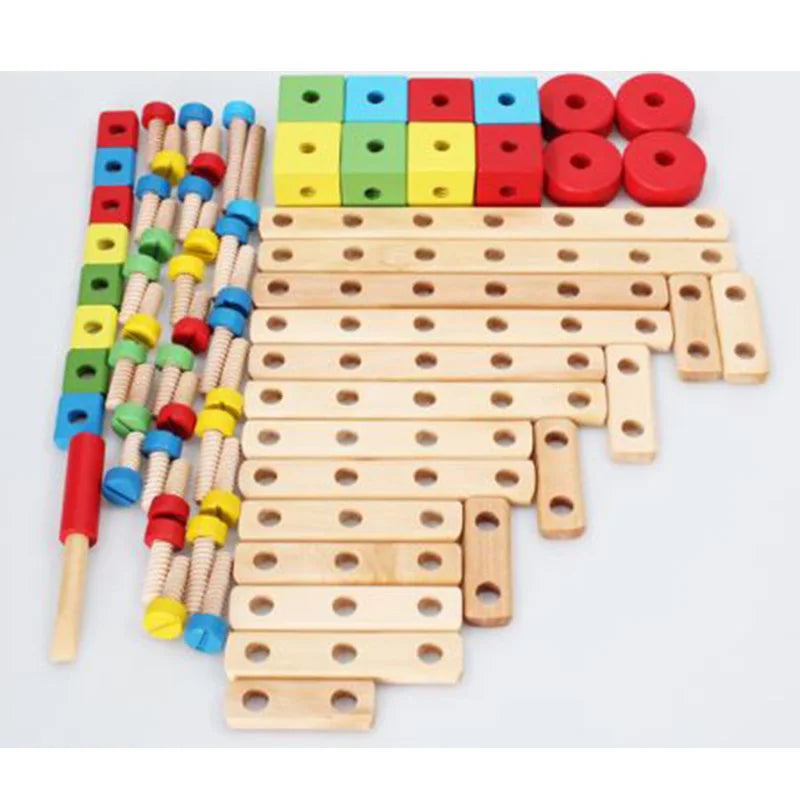 Kit de Construção Montessori de Madeira - Aprendizado Criativo