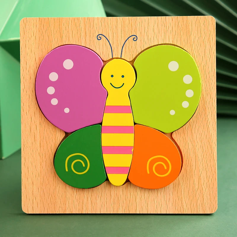 Quebra-Cabeça 3D de Madeira Animais Montessori