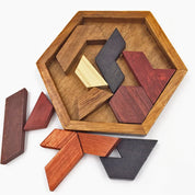 Quebra-Cabeça Infantil Hexagonal de Madeira Montessori