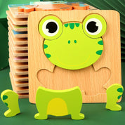 Quebra-Cabeça 3D de Madeira Animais Montessori
