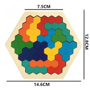 Quebra-Cabeça Infantil Hexagonal de Madeira Montessori
