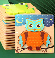 Quebra-Cabeça 3D de Madeira Animais Montessori