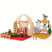 Celeiro de Animais de Madeira Brinquedo Educativo Montessori - 18 Peças