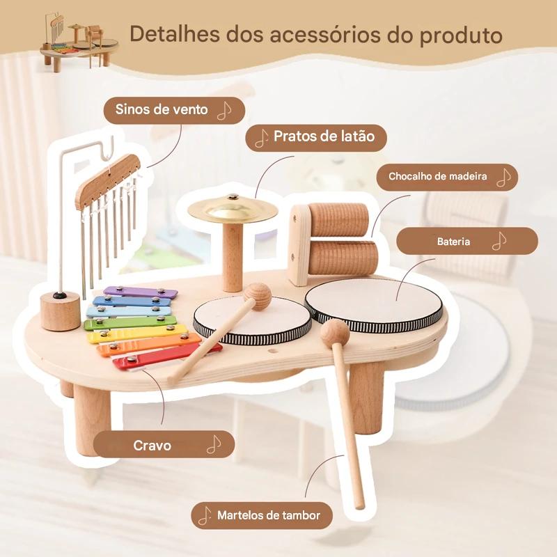 Instrumentos Musicais Montessori de Madeira para Crianças