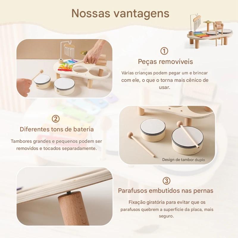 Instrumentos Musicais Montessori de Madeira para Crianças
