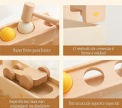 Pista de Madeira Montessori com Carrinho e Blocos