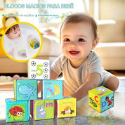 Blocos Macios de Aprendizagem e Banho - 6 Peças Interativas