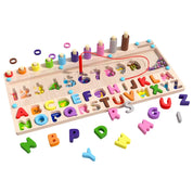 Brinquedo Educativo de Madeira Montessori - Tabuleiro Letras e Números